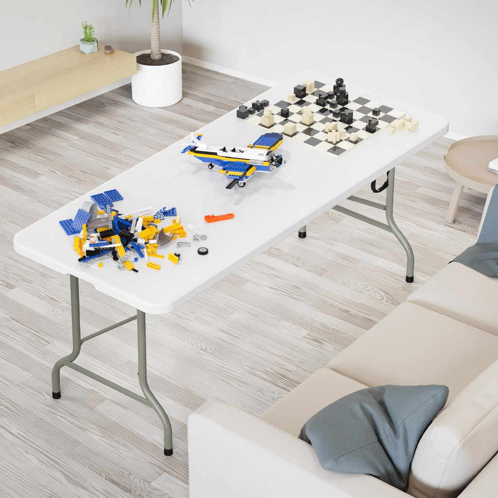 White 6-Foot Portable Plastic Folding Table 2 Pack K75718