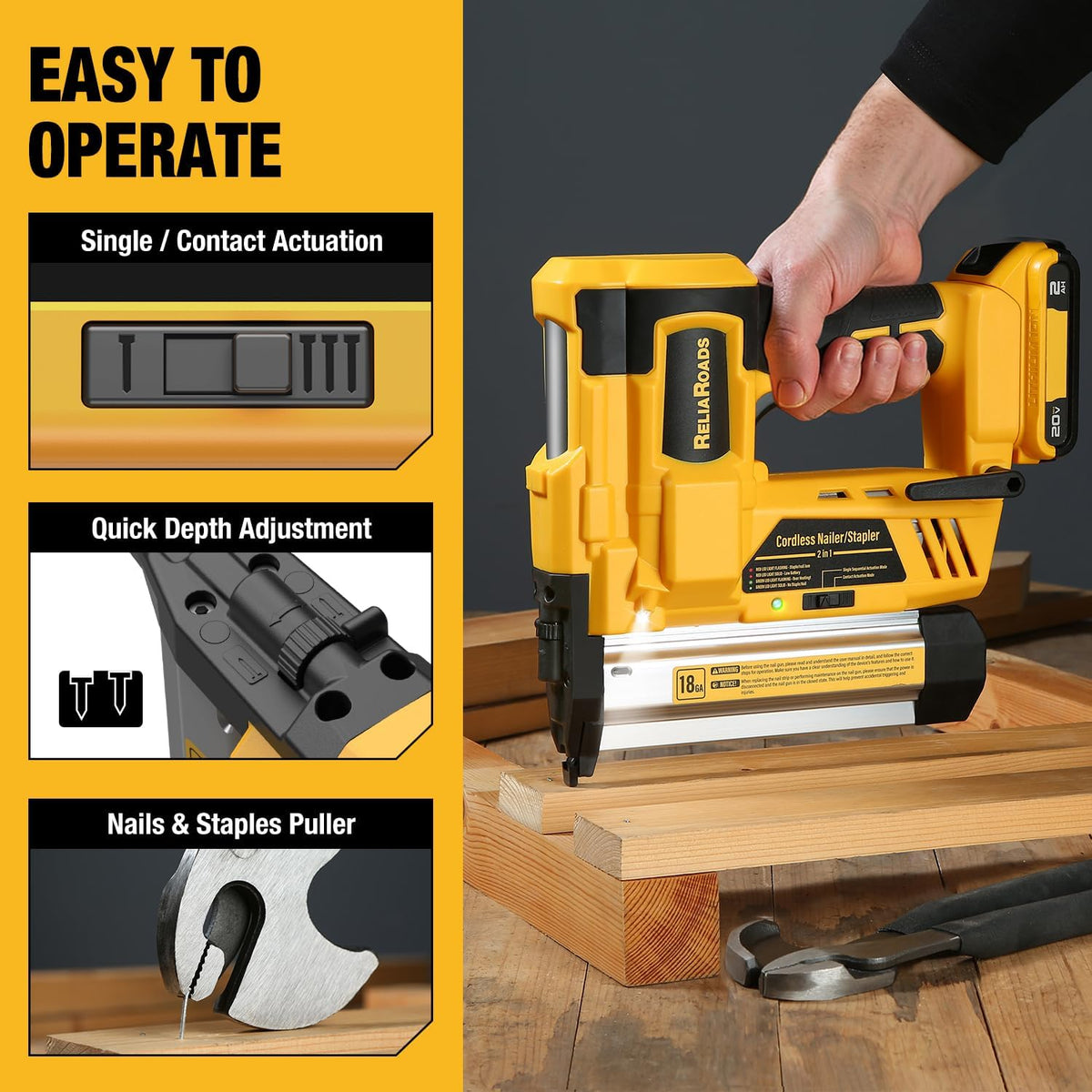 2-in-1 18GA Cordless Brad Nailer Stapler A543