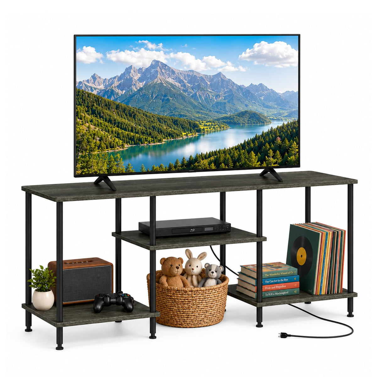50 Inch Dark Grey TV Stand with Power Outlet N52625
