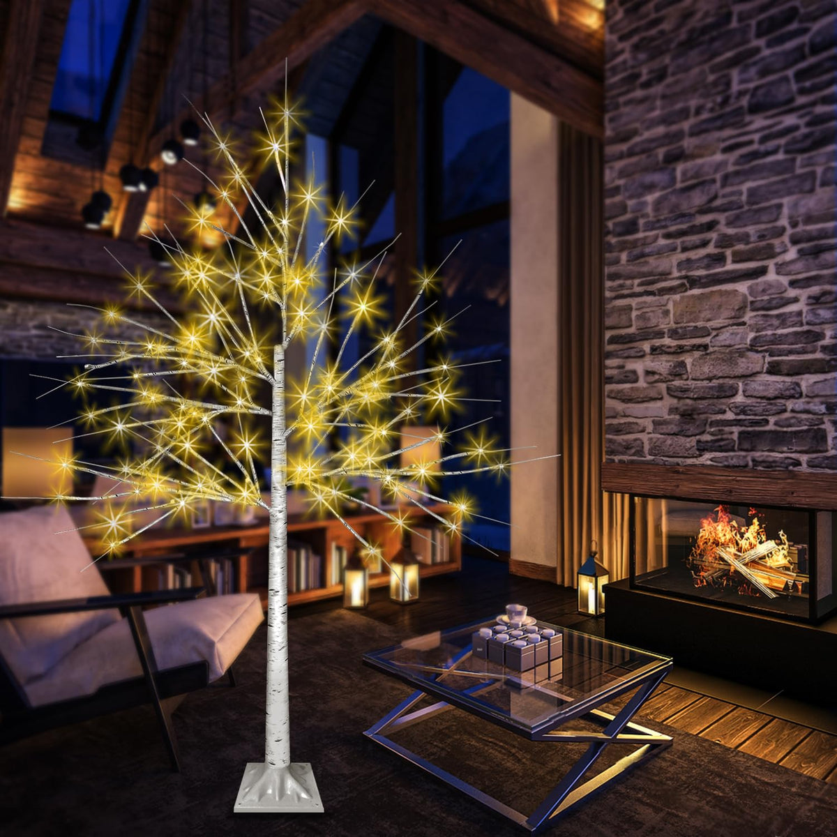 4FT LED Birch Tree with 96 Lights A56269