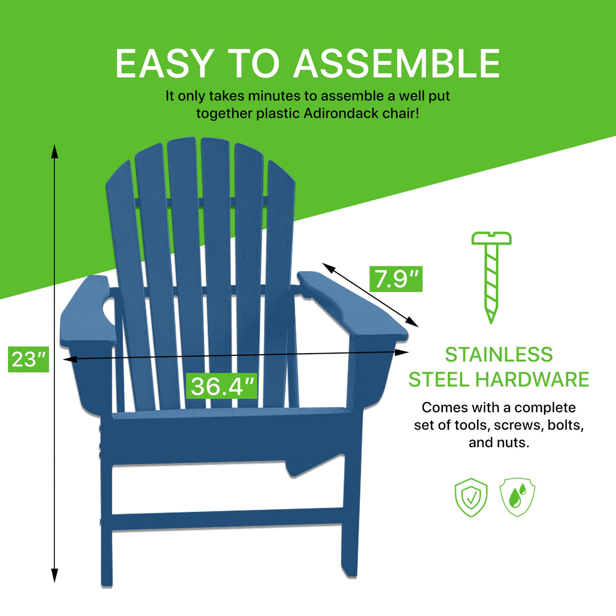 Plastic Weather Resistant Patio Adirondack Chair D6571