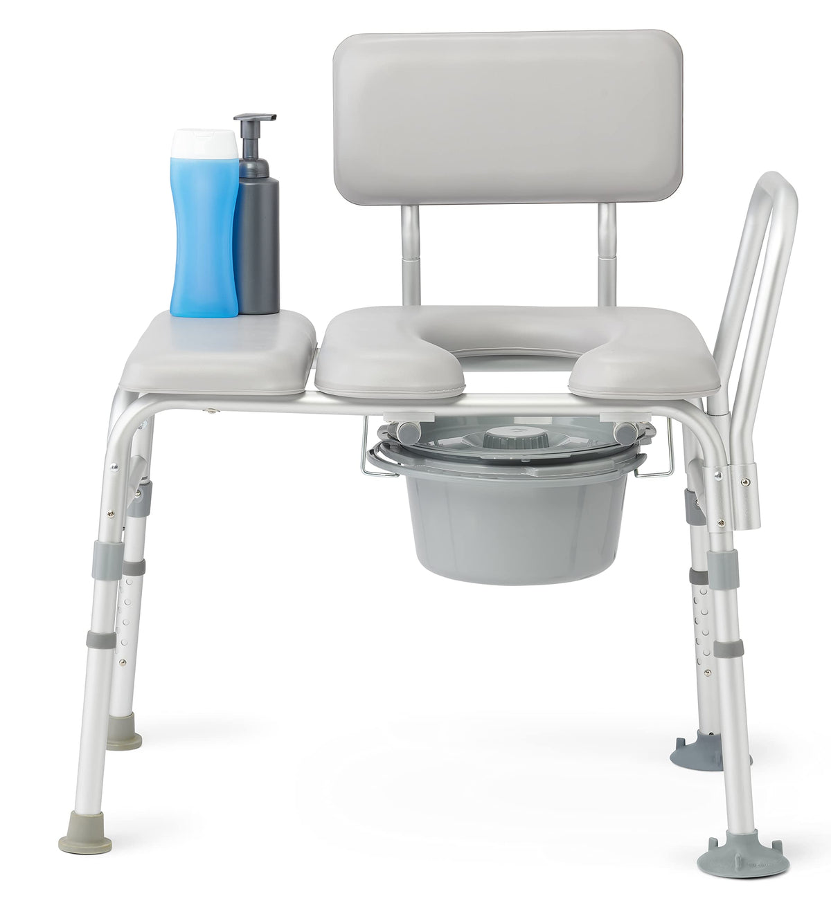 Padded Combination Transfer Bench and Commode, 400 lb. Capacity L12929