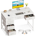 White Computer Desk with 6 Drawers I963394
