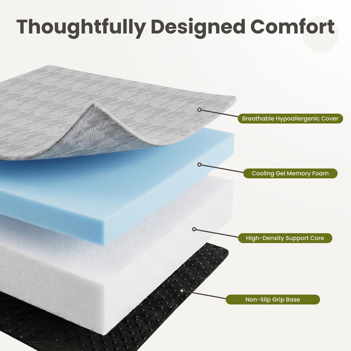 6" Trifold Full Size Memory Foam Mattress K137