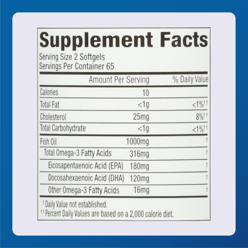 Fish Oil 500mg Softgels Omega-3 Dietary Supplement 130 Count U803361