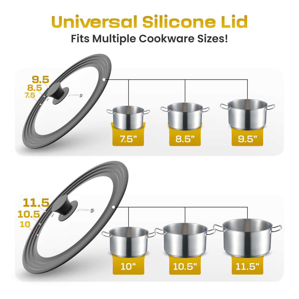 Universal Lid for Pots, Pans & Skillets, 7.5-11.5" C3668