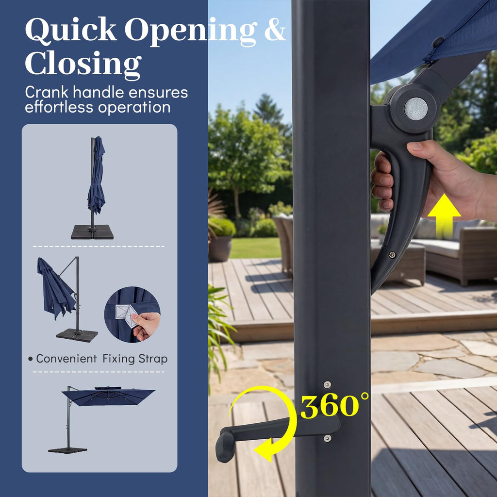 10 FT Navy Blue Cantilever Patio Umbrella F38063