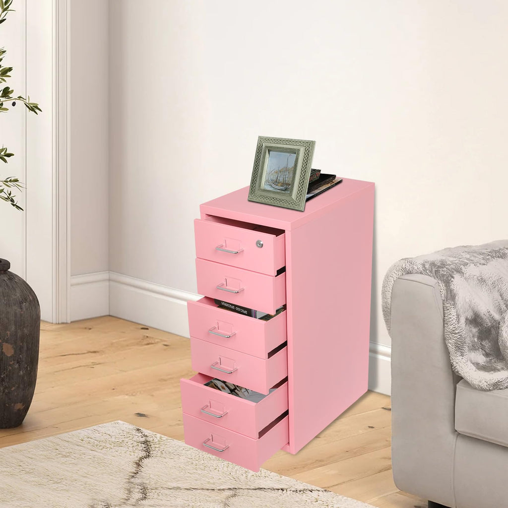 6 Drawer Lockable Metal Mobile File Cabinet with 4 Wheels C35158