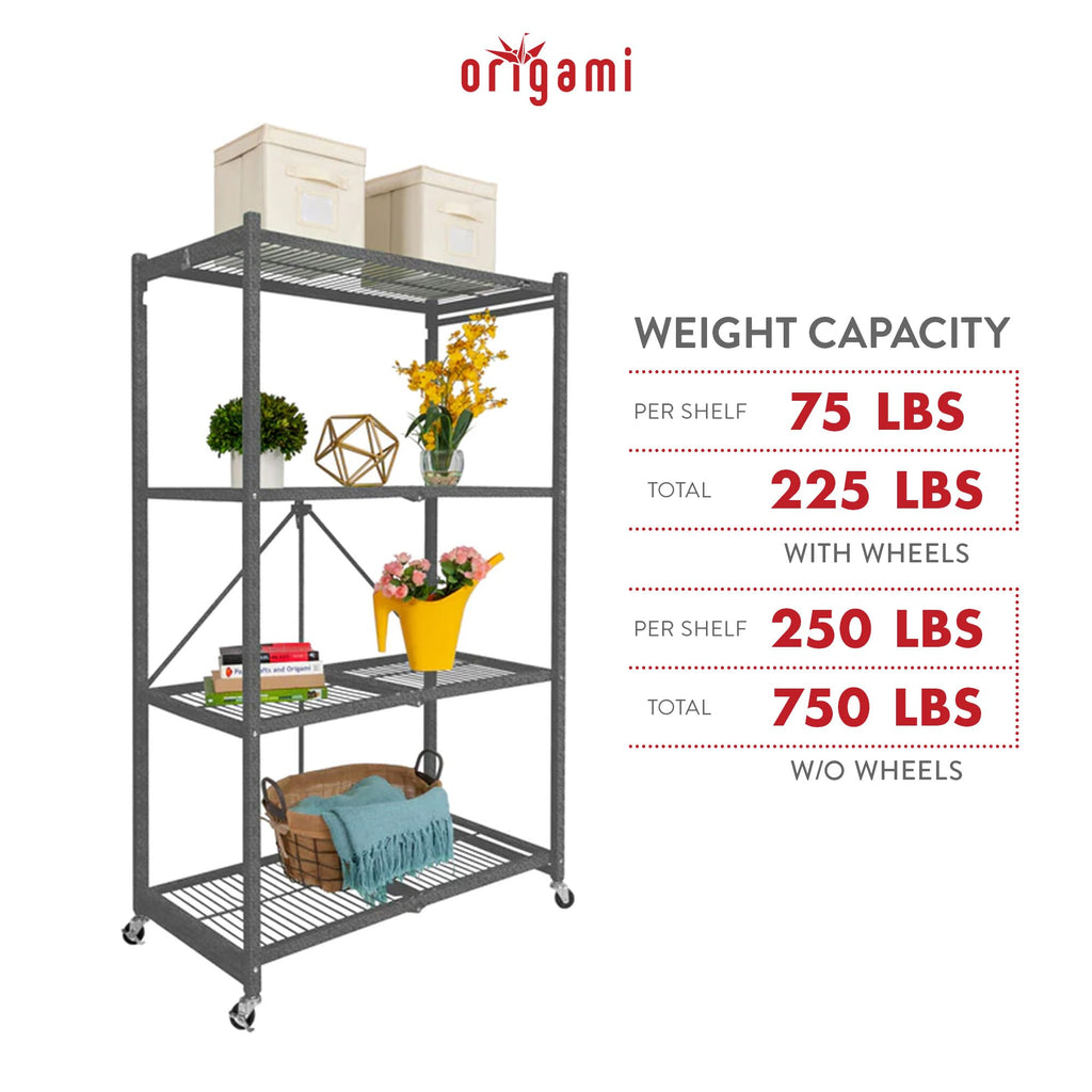 Foldable 4-Tier Heavy-Duty Steel Storage Rack T5330