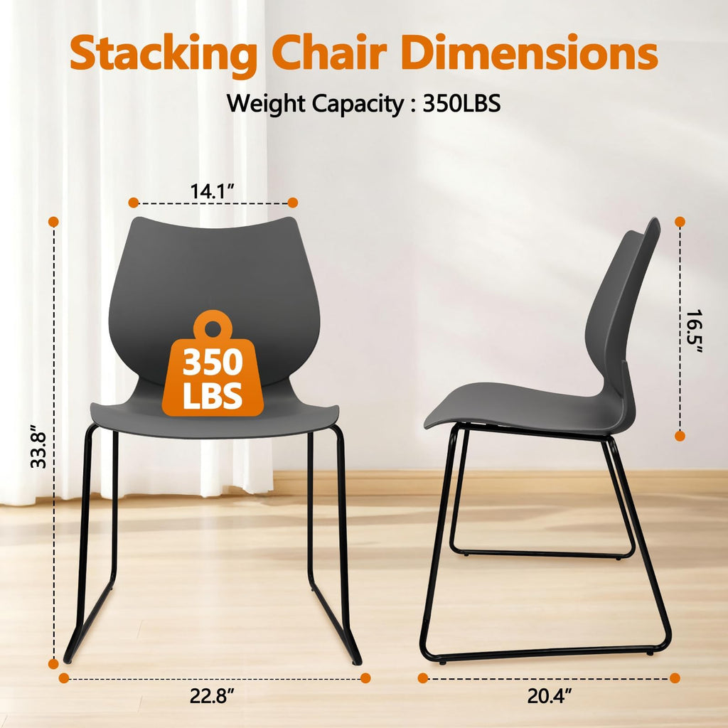 Grey Stacking Chairs with Metal Legs Set of 4 E314405