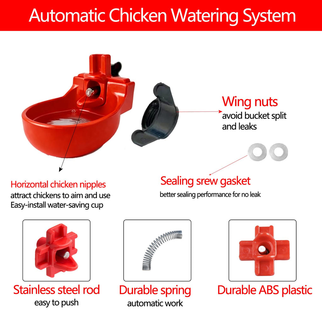 12-Pack Automatic Chicken Water Nipples with Cups S2152