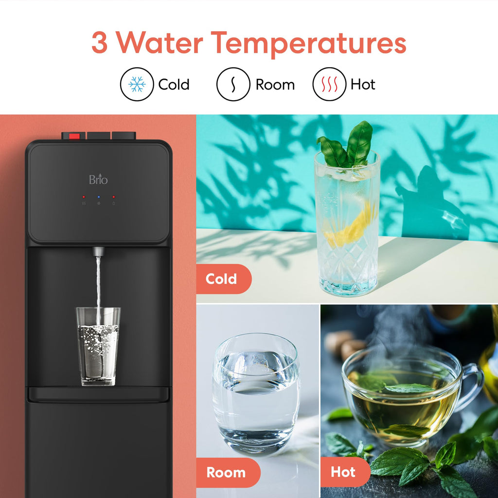 Bottom Load Water Cooler Dispenser, 5 Gallon, Black L86323