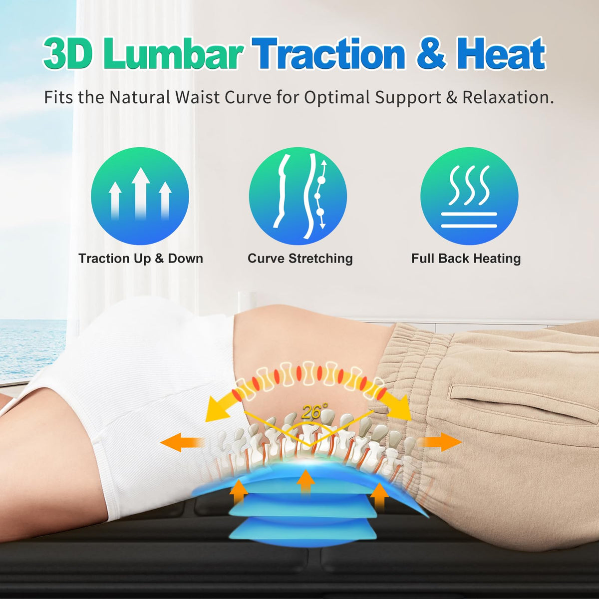 Heated Vibration Full Body Massage Mat with Lumbar Support Cushion D816479