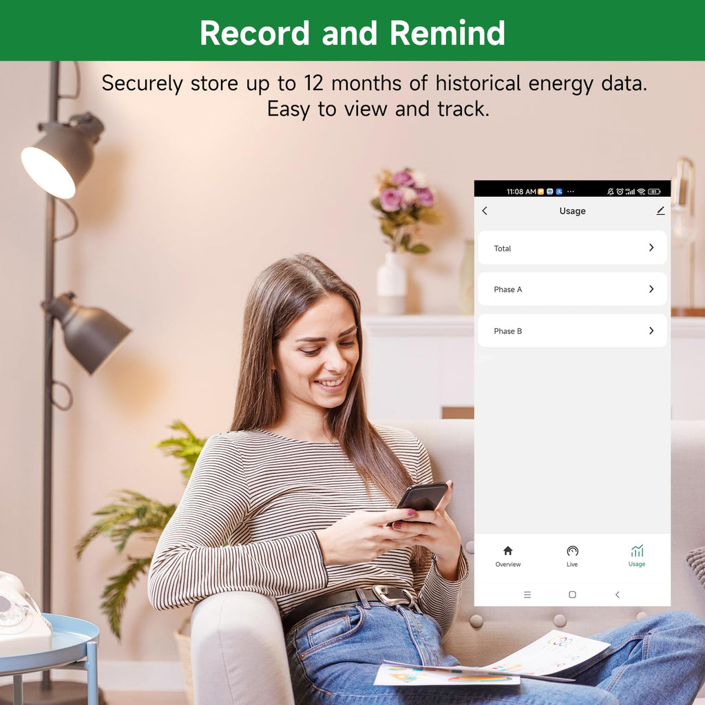 WiFi Energy Monitor with 2 * 80A Clamps I91805