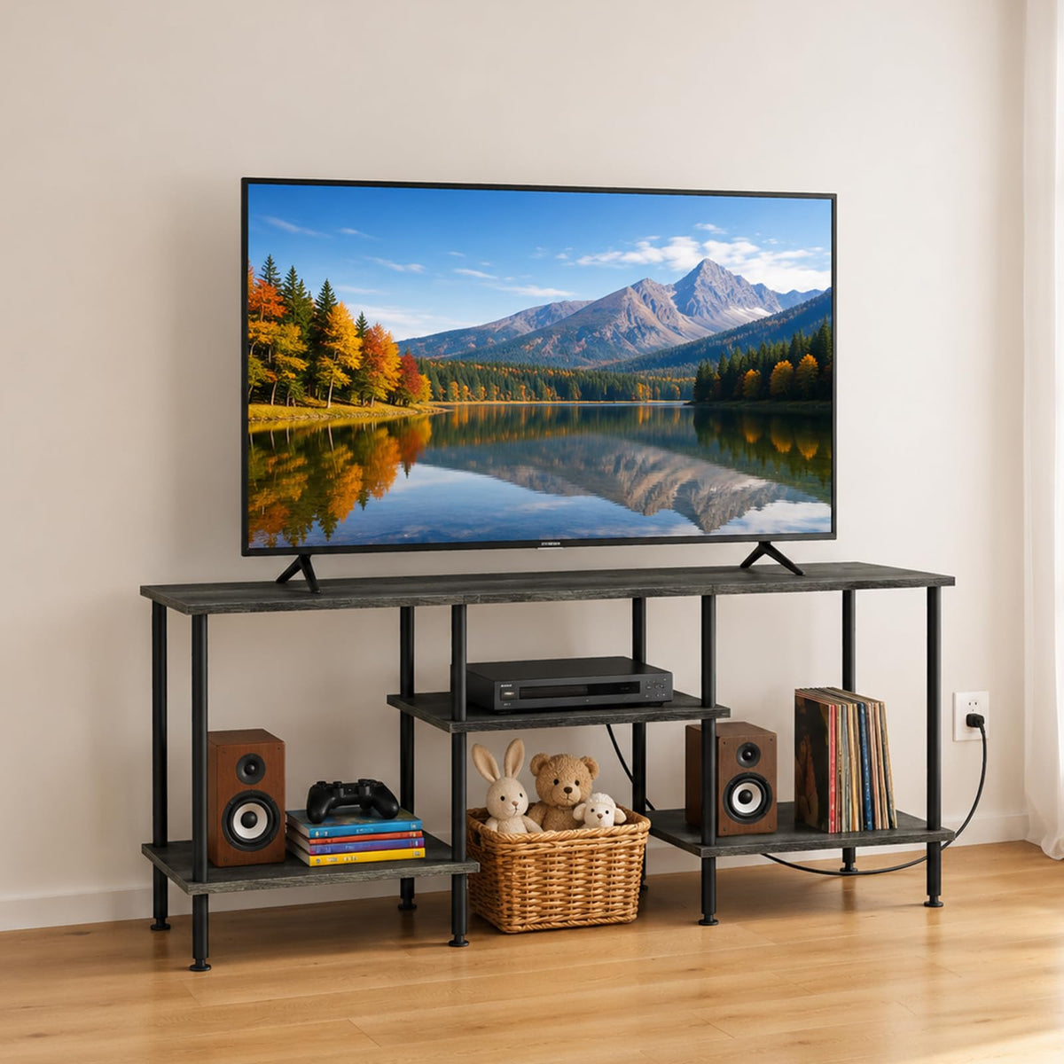50 Inch Dark Grey TV Stand with Power Outlet N52625