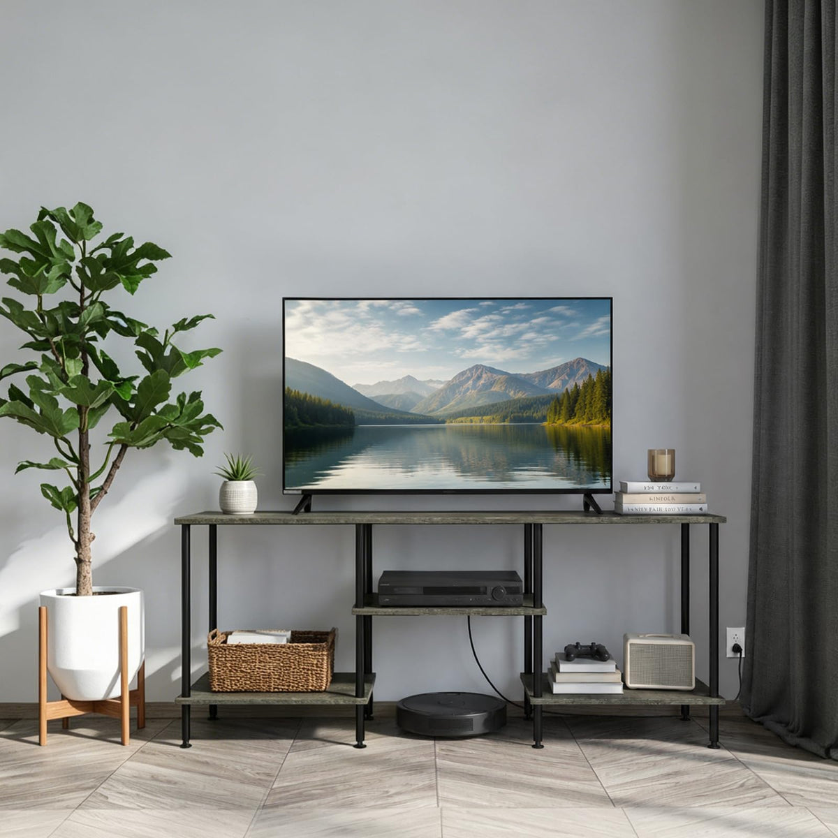 50 Inch Dark Grey TV Stand with Power Outlet N52625
