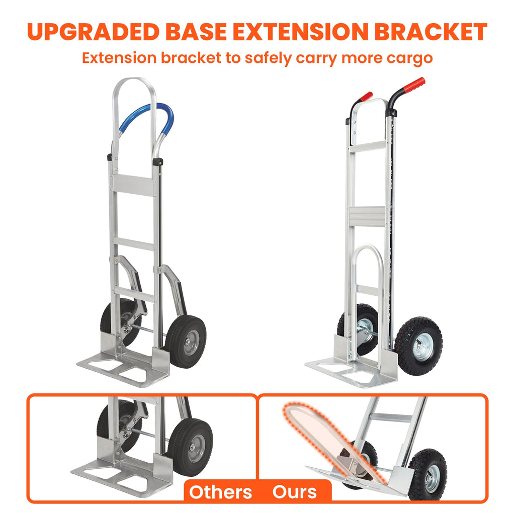 Aluminum Hand Truck Dolly Cart with 10" Pneumatic Tire, 600 LBS Capacity O73341