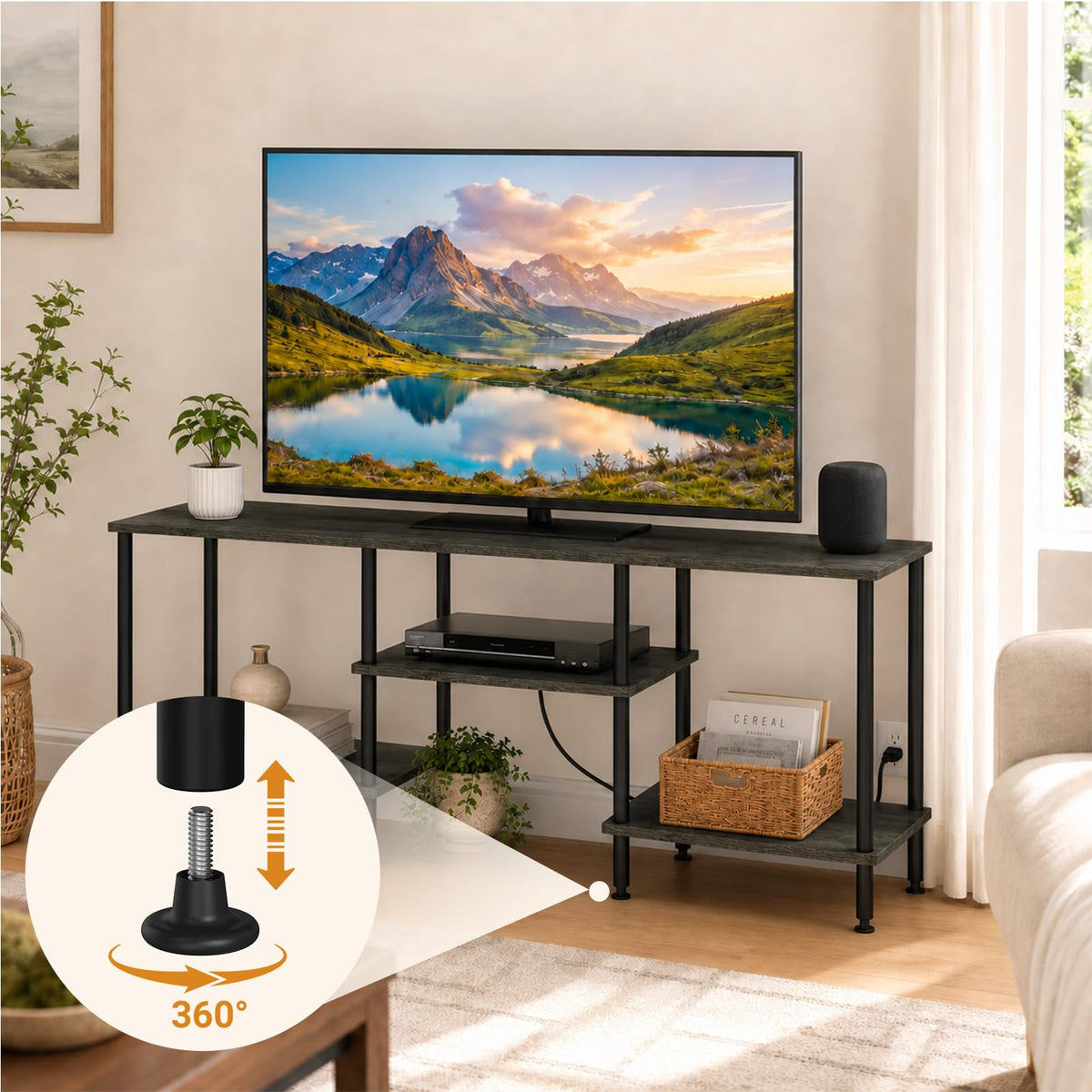 50 Inch Dark Grey TV Stand with Power Outlet N52625