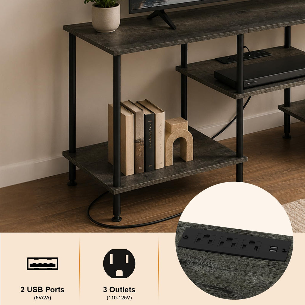 50 Inch Dark Grey TV Stand with Power Outlet N52625