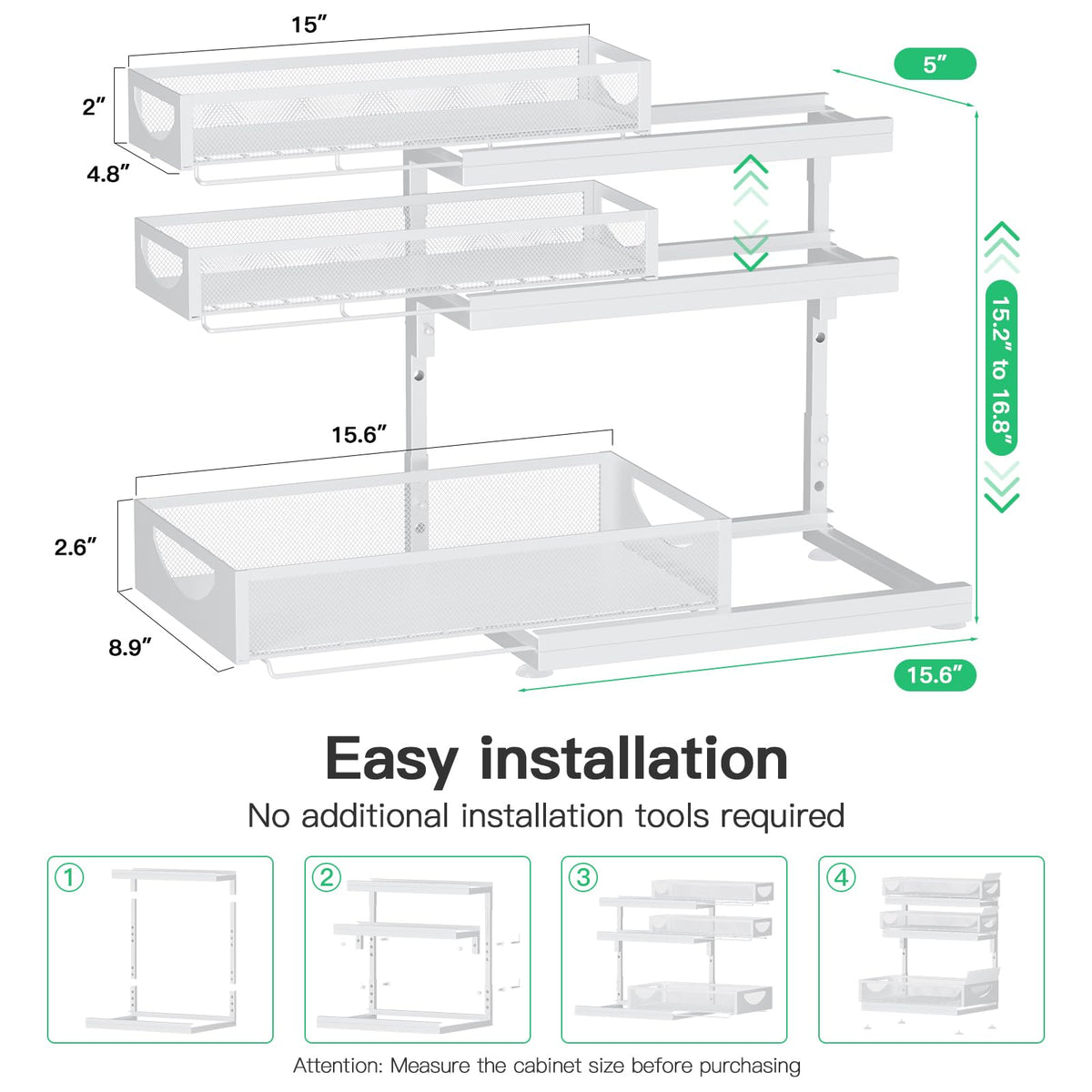 2-Pack 3-Tier Pull Out Under Sink Organizer Q18814
