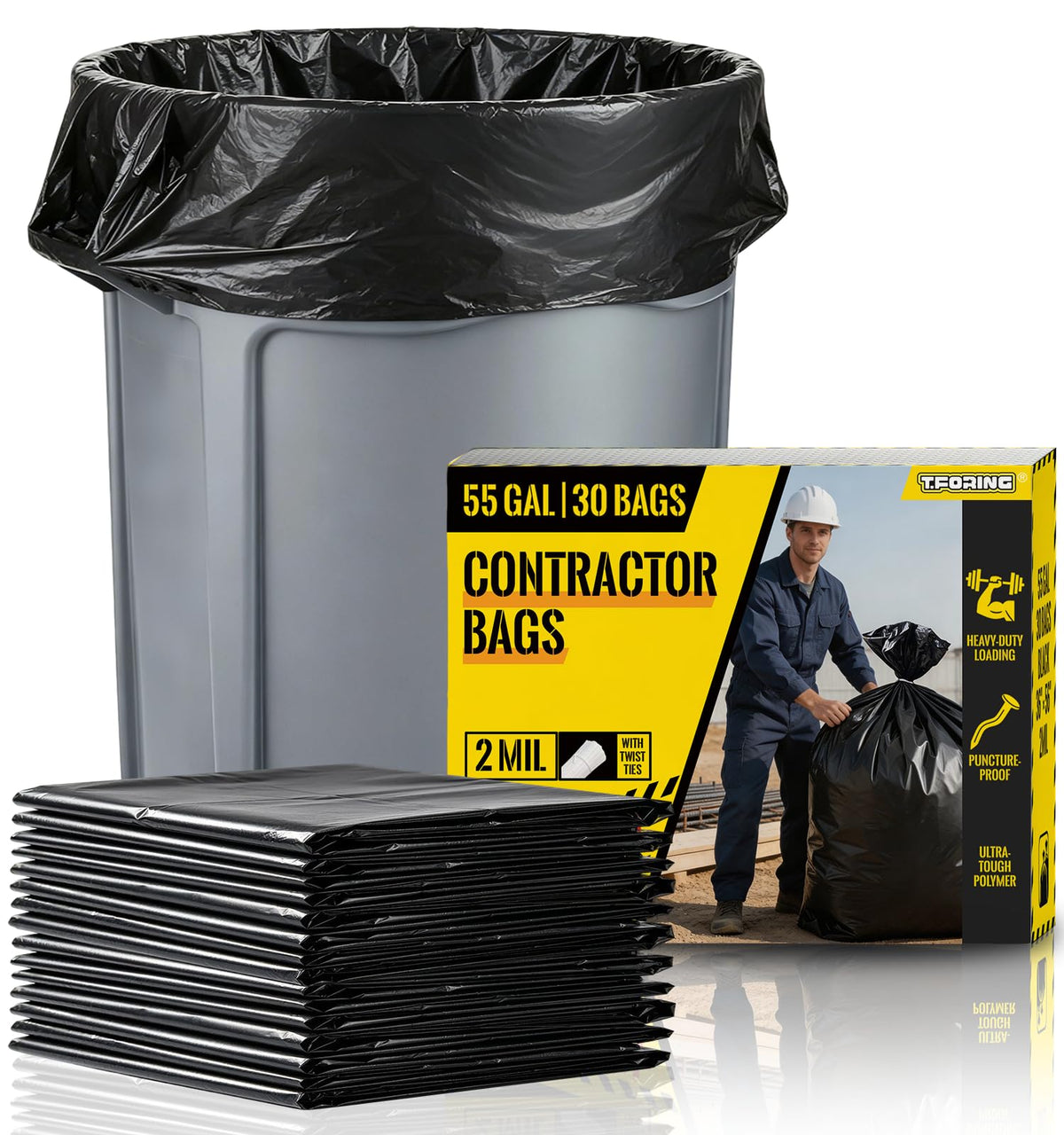 55 Gallon Heavy Duty 2 Mil Black Garbage Bags N17168