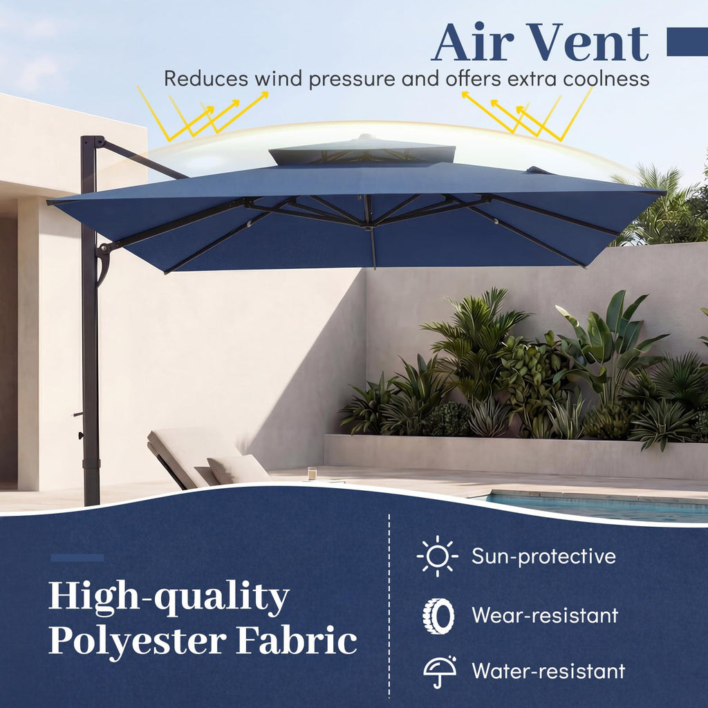 10 FT Navy Blue Cantilever Patio Umbrella F38063