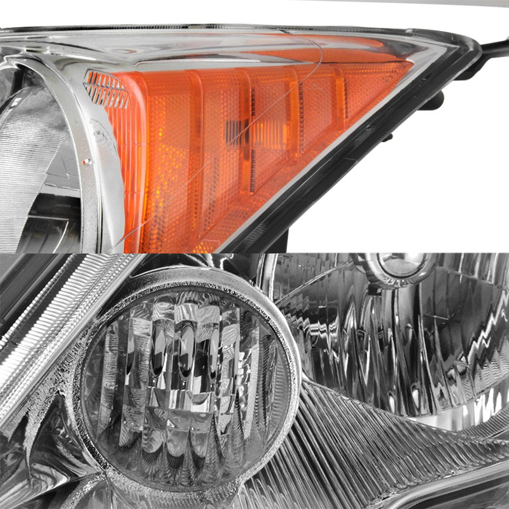 2007-11 Honda CR-V Headlight Assembly Chrome Housing Clear Lens Full Set C267