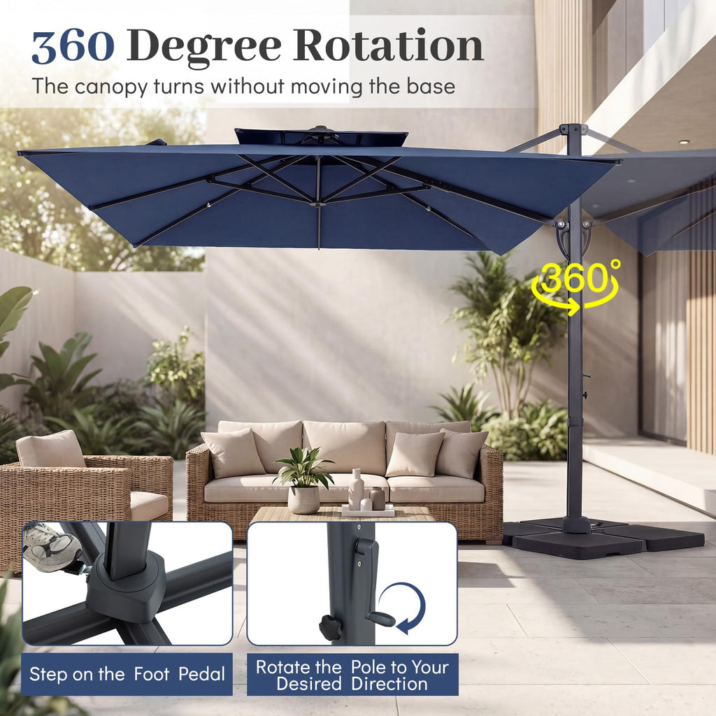 10 FT Navy Blue Cantilever Patio Umbrella F38063