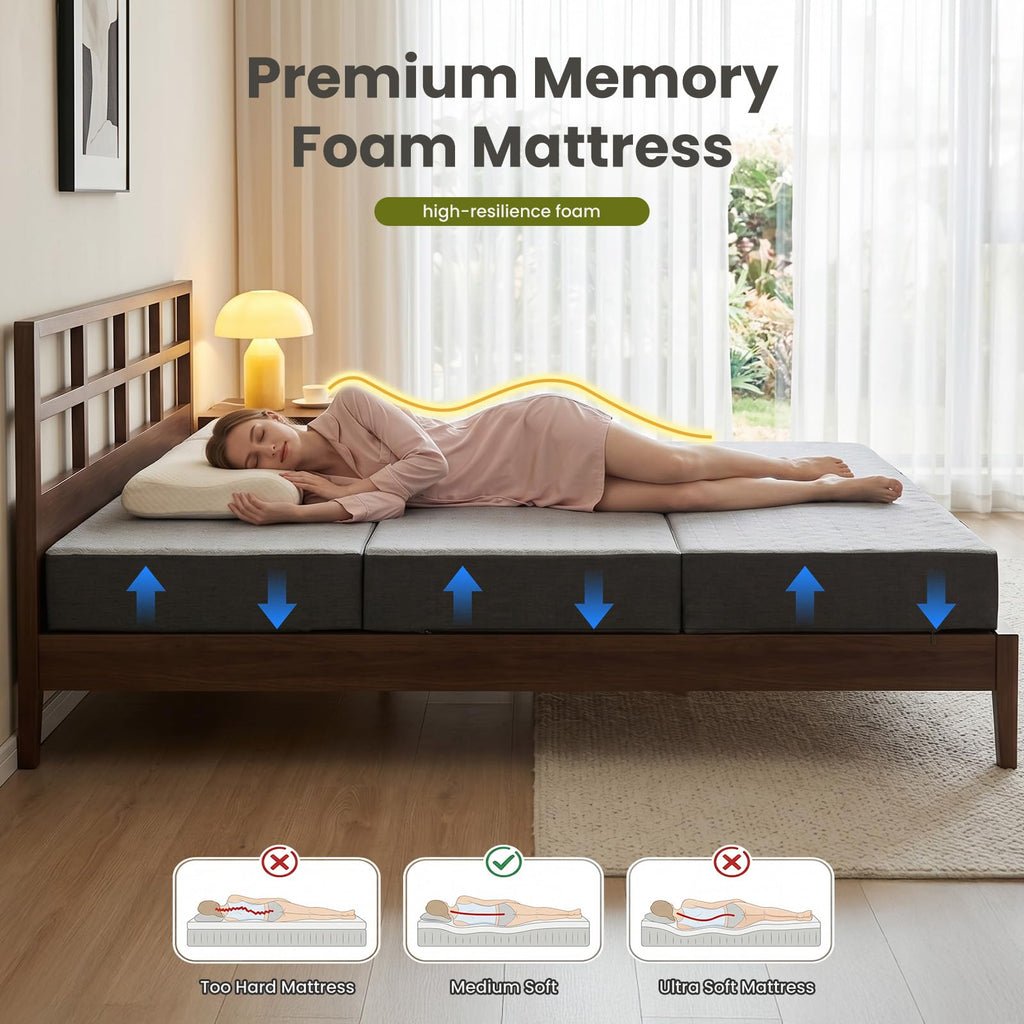 6" Trifold Full Size Memory Foam Mattress K137