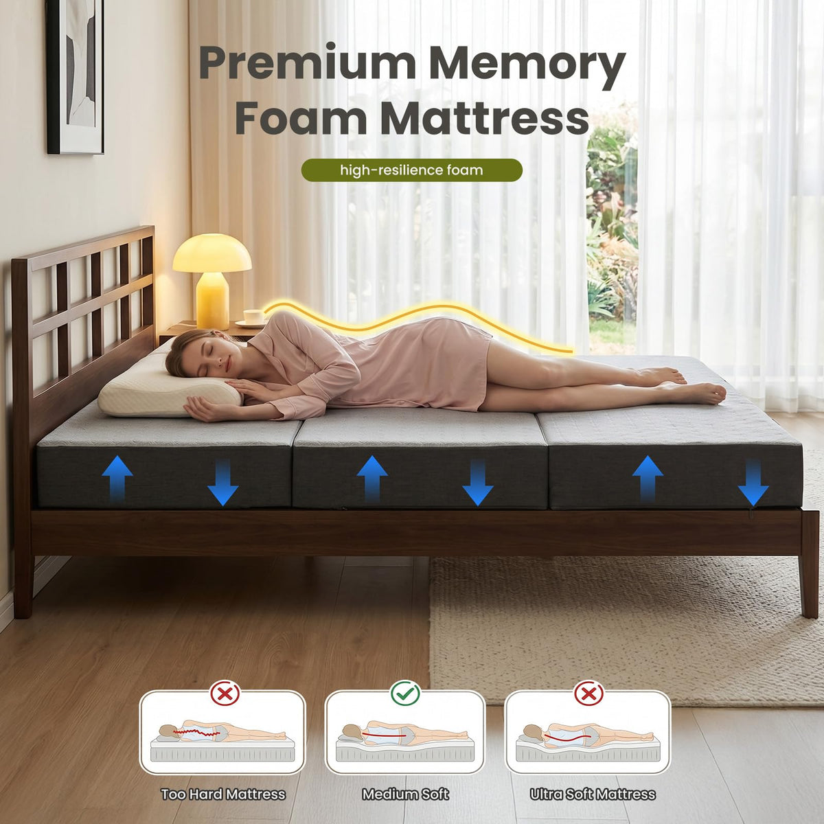 6" Trifold Full Size Memory Foam Mattress K137