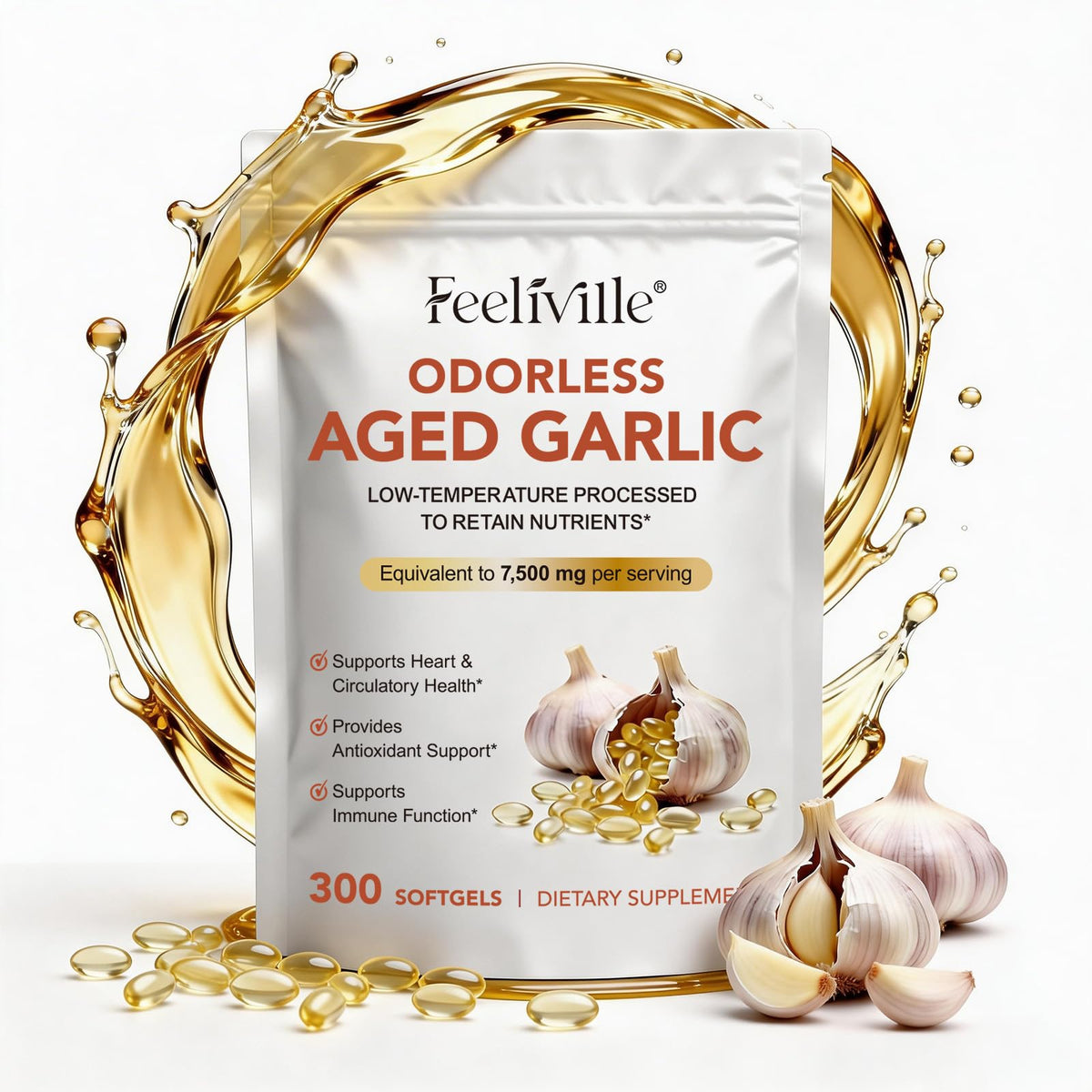 7500mg Odorless Garlic Capsules 300 Softgels X239