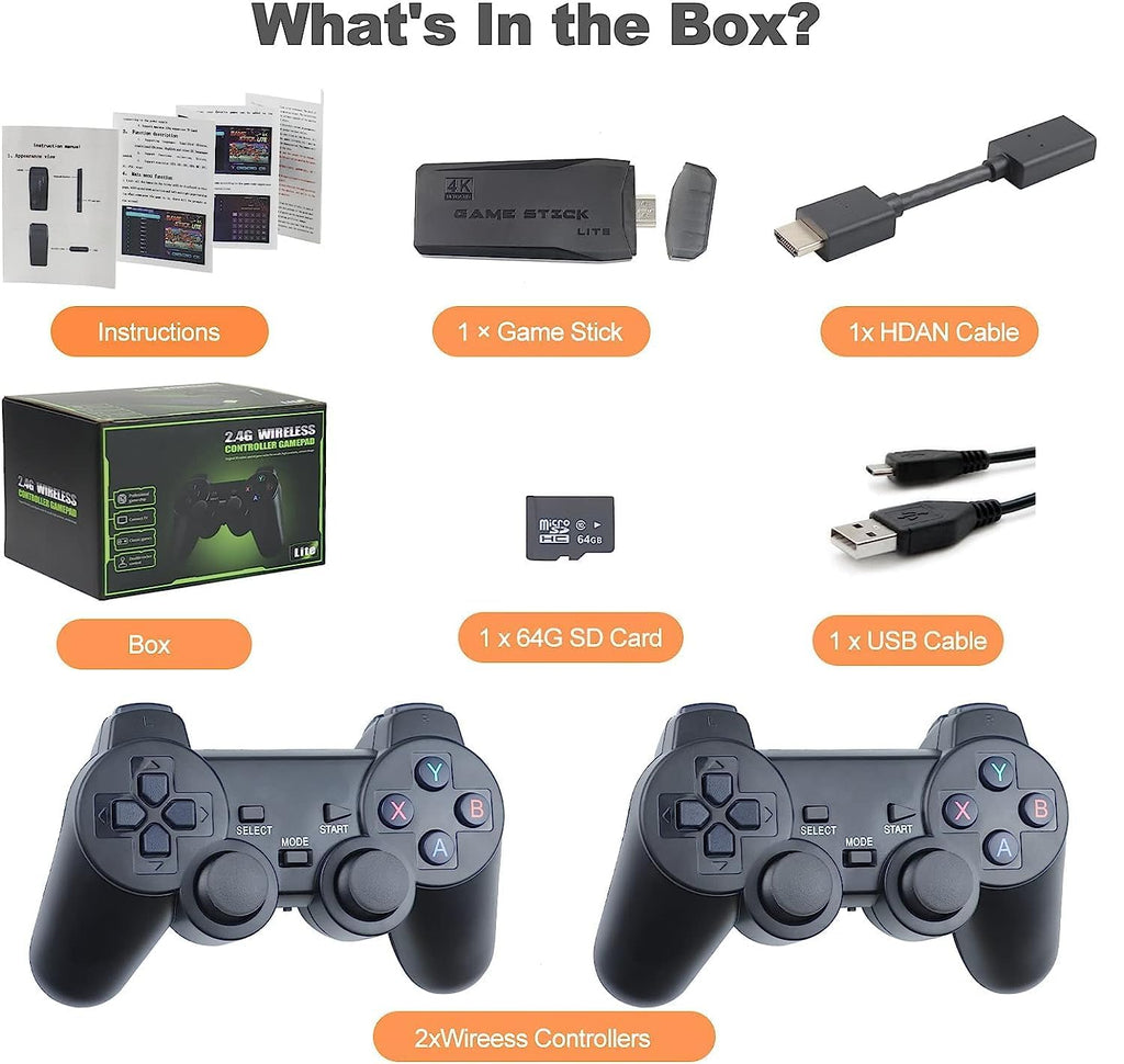 Retro Game Console Plug and Play 4K HDMI 15 Classic Emulators Dual 2.4G Wireless Controllers U113355