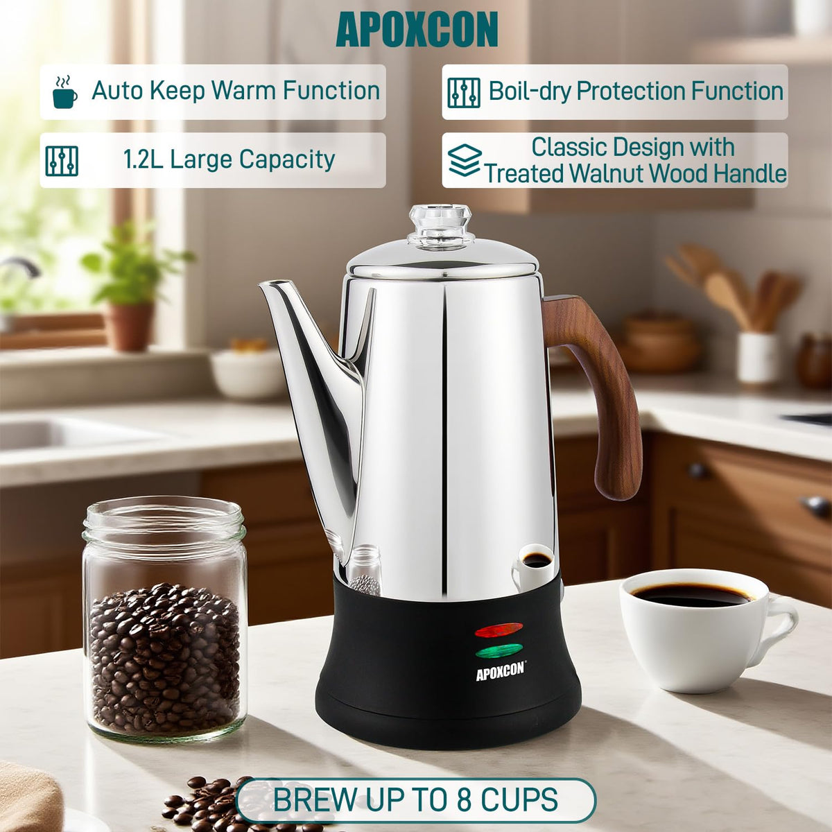 Electric Stainless Steel Coffee Percolator 8 Cup F584637