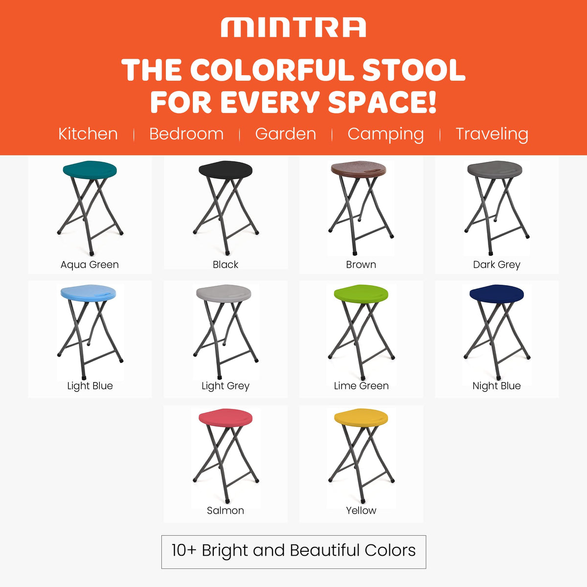 Folding Stools 18.5in Metal Heavy Duty 1 Pack Teal I9951