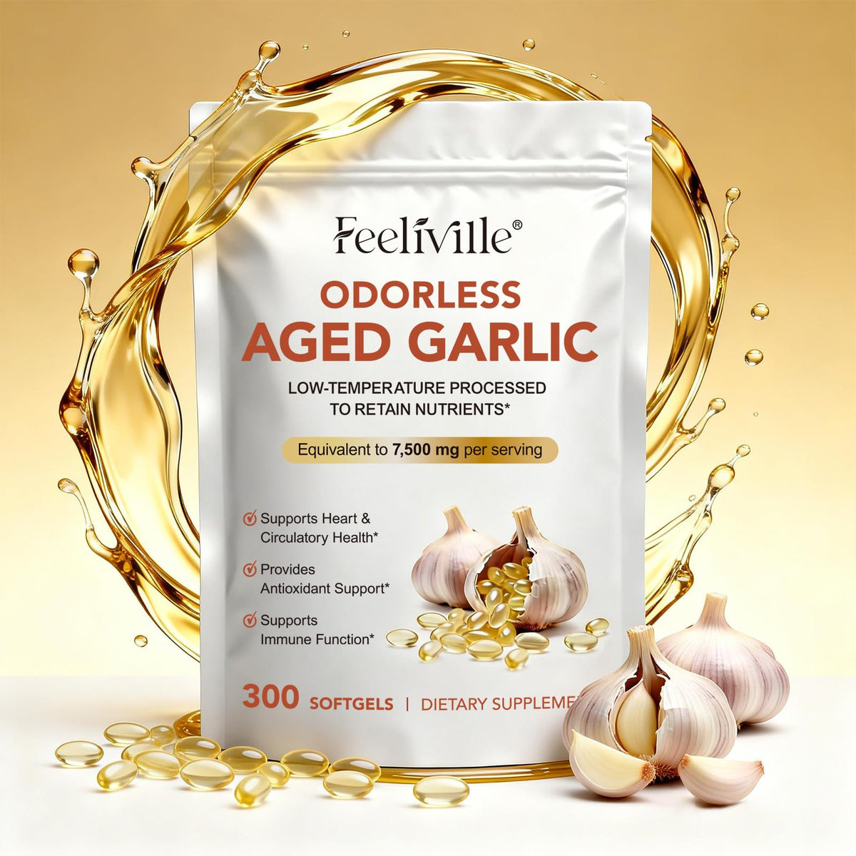 7500mg Odorless Garlic Capsules 300 Softgels X239