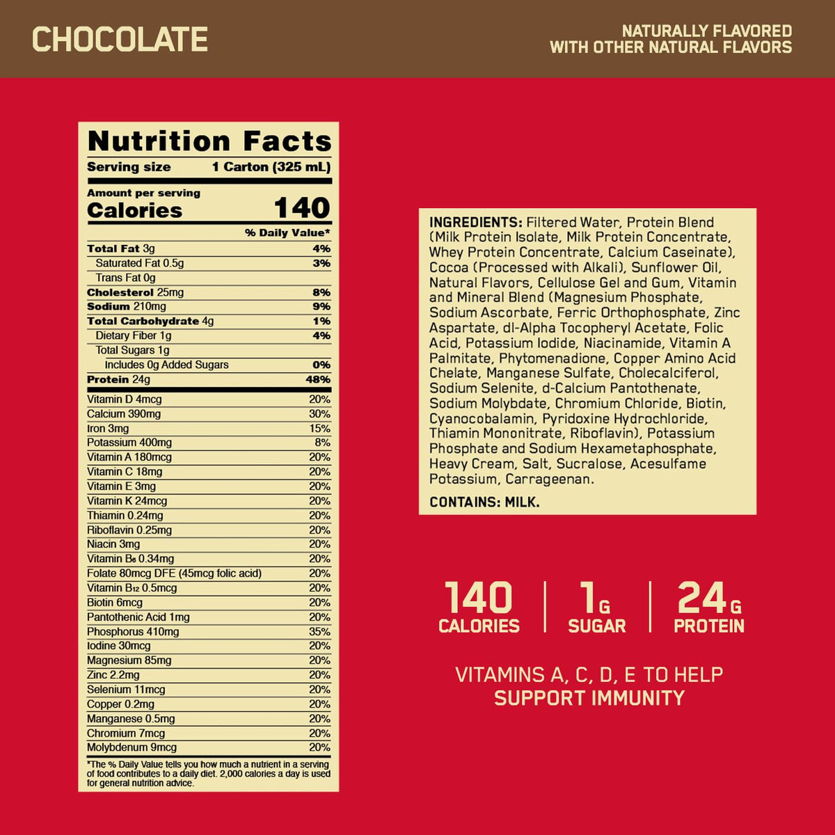 Vanilla Protein Shake, 30g Protein, Vitamins A, C, D, E, Zinc W776446