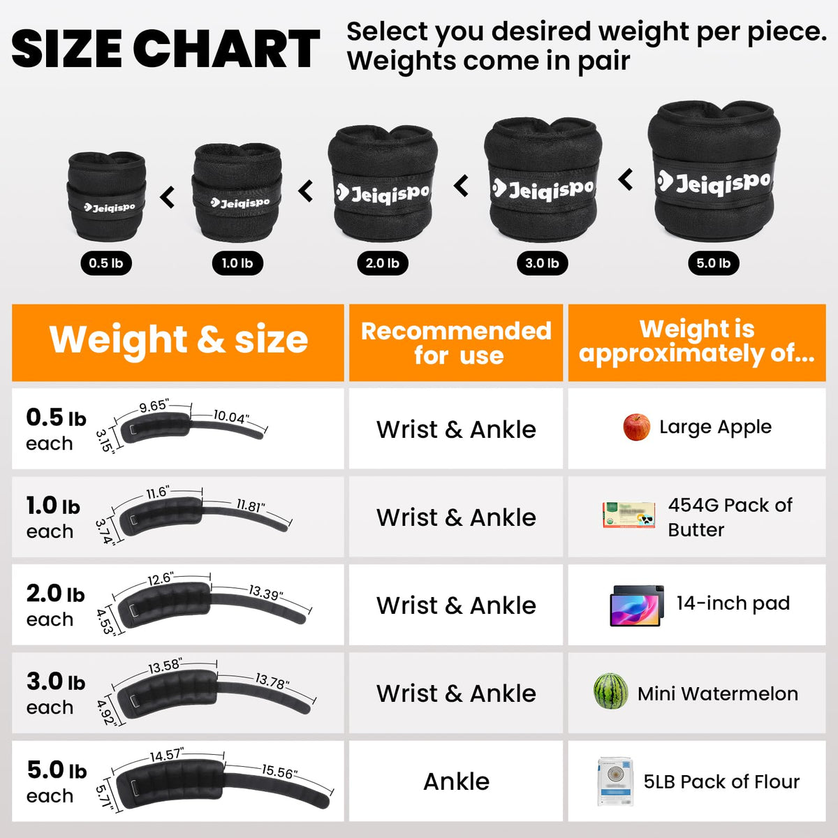 Ankle Weights 1 Pair with Adjustable Straps Z493
