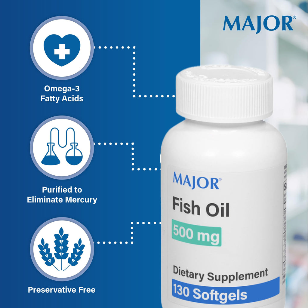 Fish Oil 500mg Softgels Omega-3 Dietary Supplement 130 Count U803361