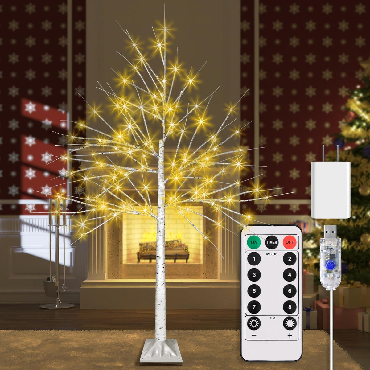 4FT LED Birch Tree with 96 Lights A56269