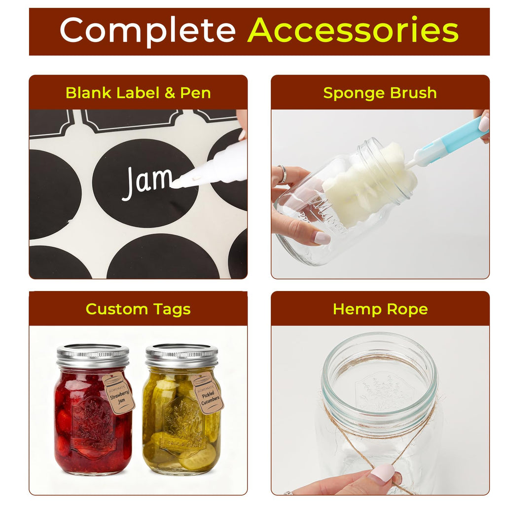 16oz 12 Pack Mason Jars with Airtight Lids A861080