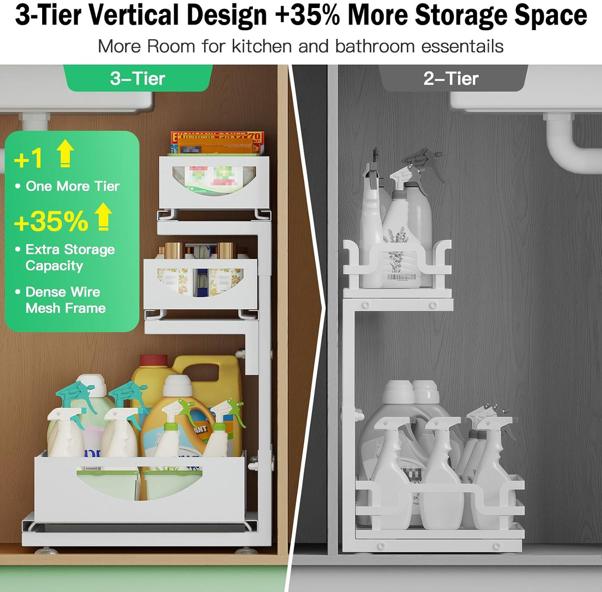2-Pack 3-Tier Pull Out Under Sink Organizer Q18814