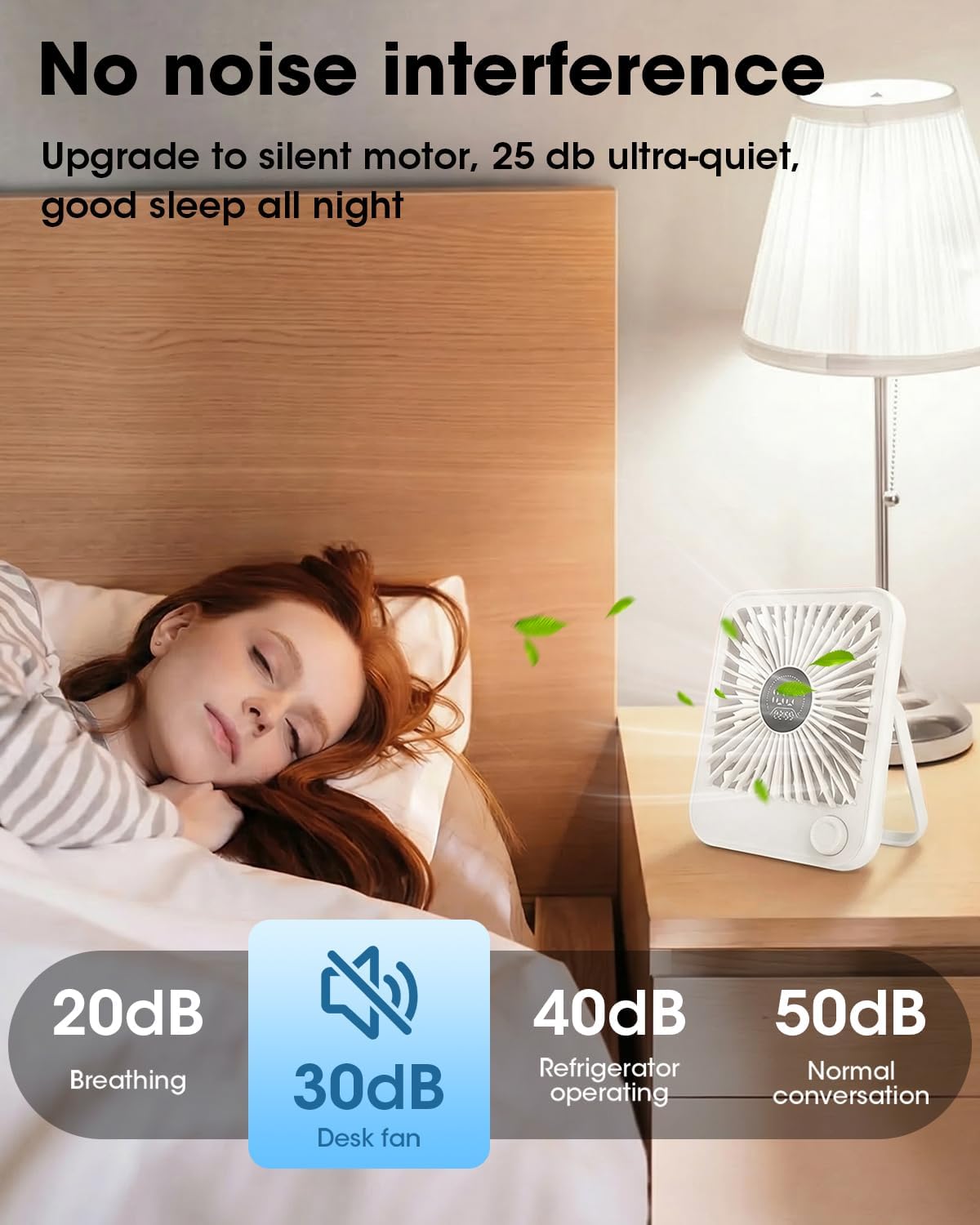 2 Pack Small Rechargeable Quiet Portable Desk Fan H40054