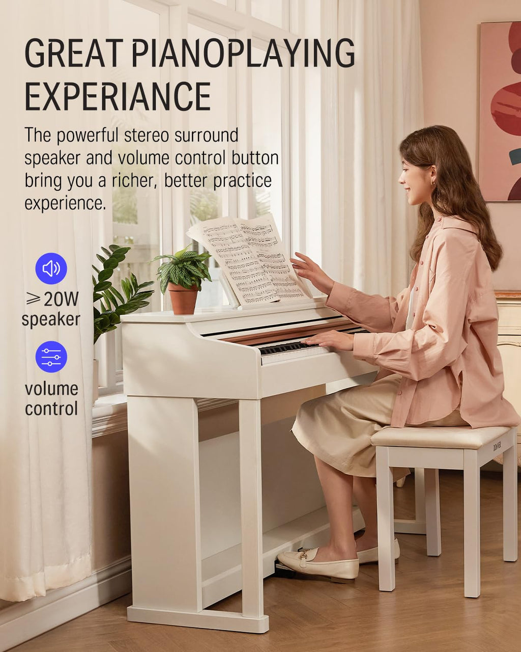 88-Key Weighted Action Digital Piano with Furniture Stand M23263