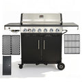 6-Burner Propane Gas Grill with Cast Iron Grates & Griddle, 54,600 BTU, Black O612