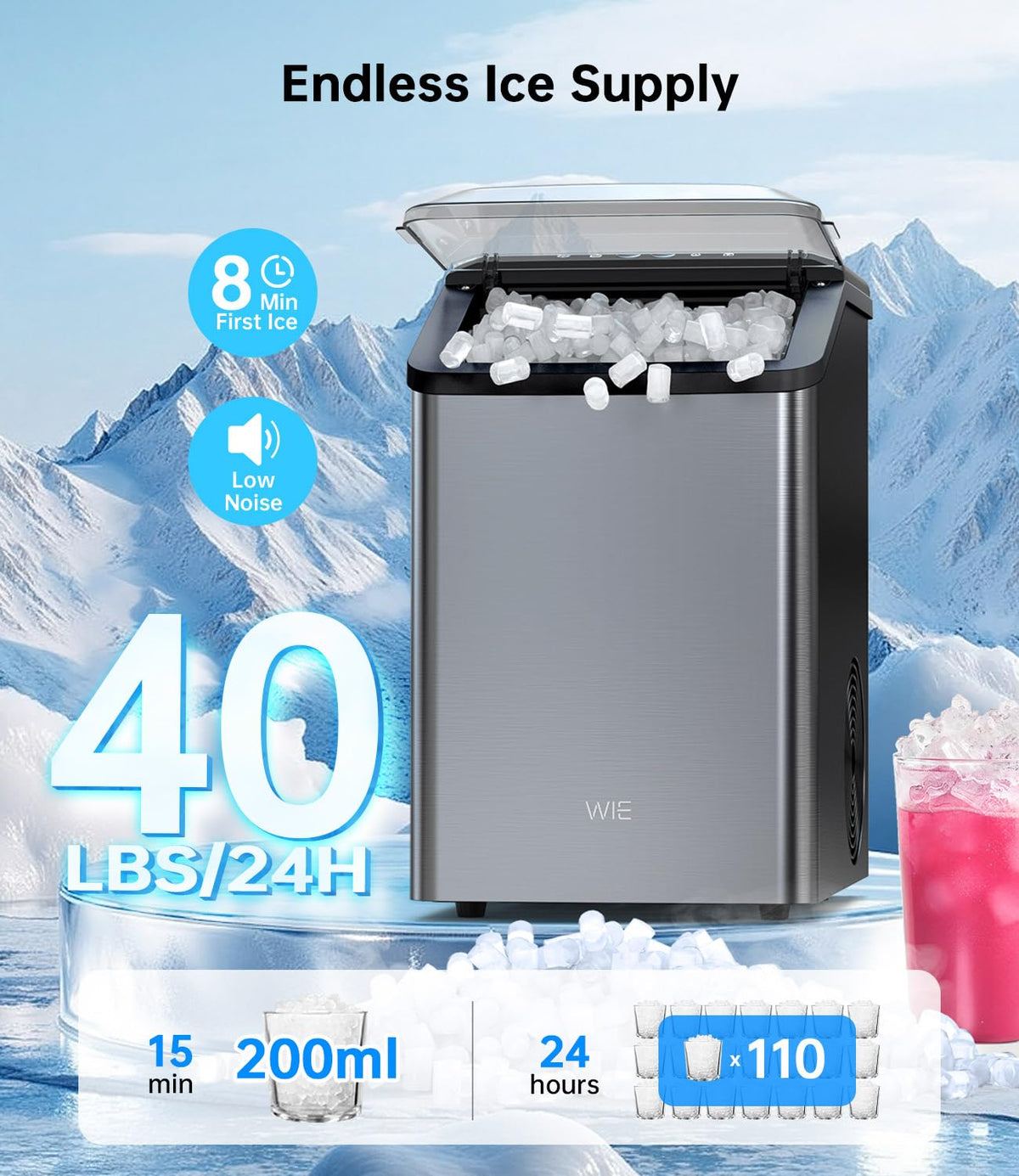 40LBS Nugget Countertop Ice Maker O162