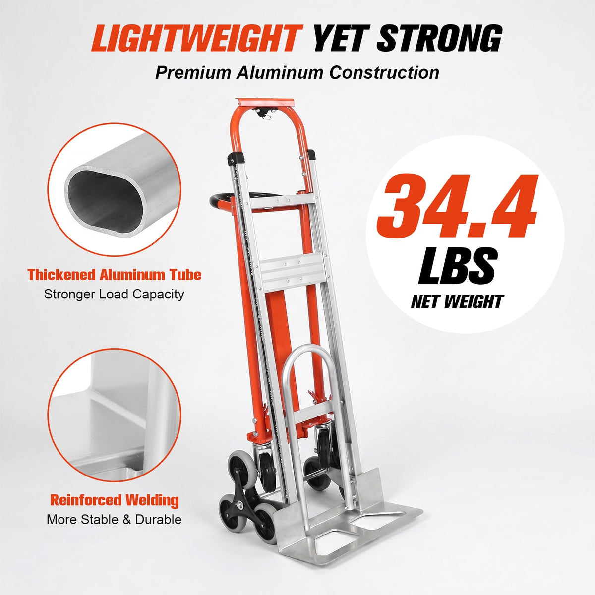 4-in-1 Convertible Stair Climbing Hand Truck, 1000LBS Heavy Duty Folding Aluminum Dolly Cart with Wheels & Handle T8989