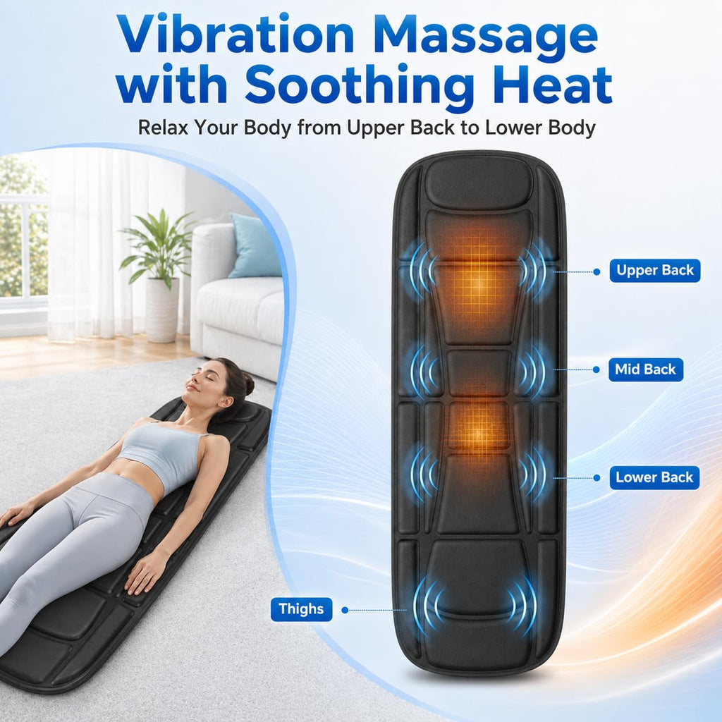Heated Vibration Full Body Massage Mat with Lumbar Support Cushion D816479