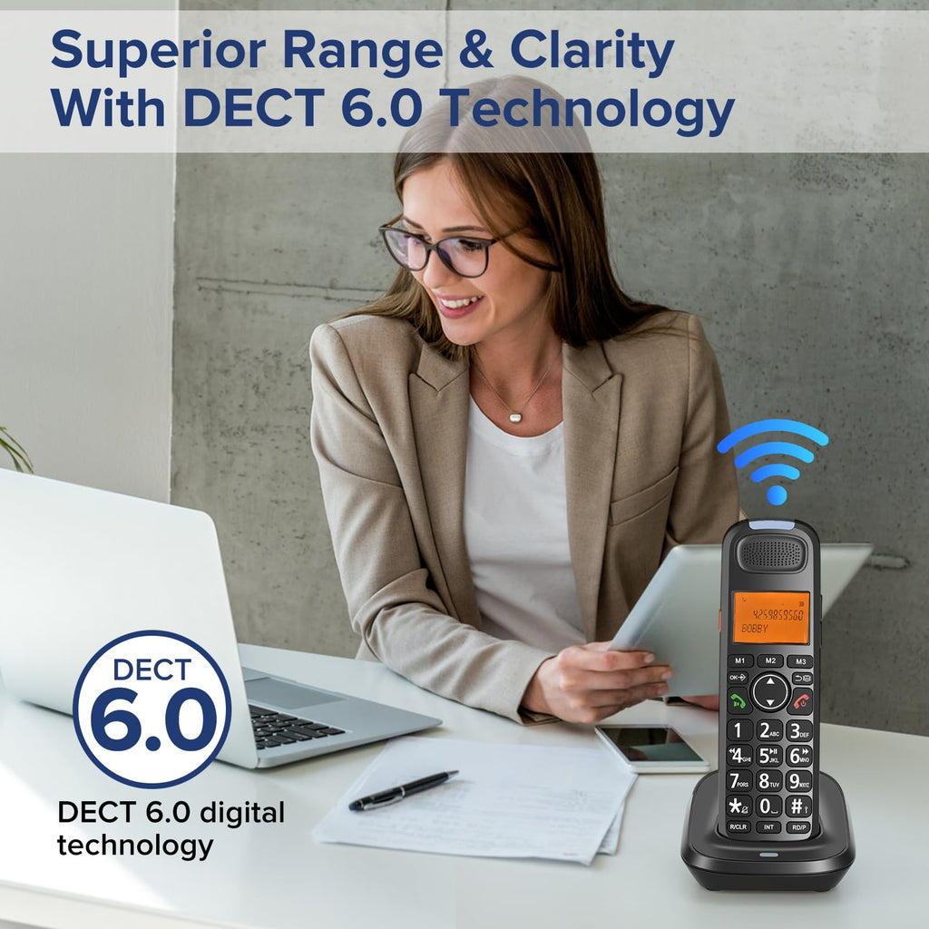 Black Cordless Phone System with Answering Machine J76234
