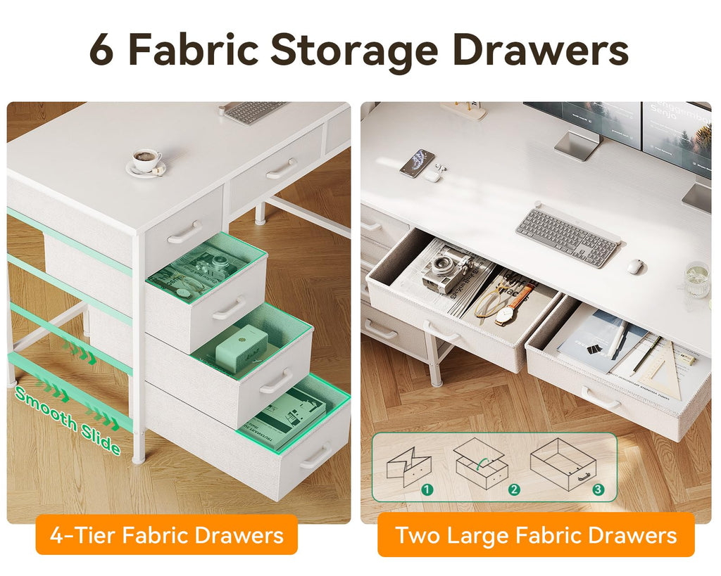 White Computer Desk with 6 Drawers I963394