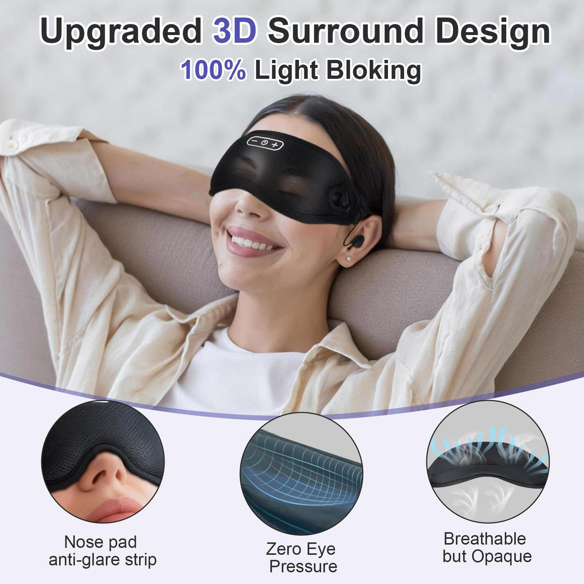 Wireless Bluetooth Sleep Headphones and Blackout Sleep Mask T841835